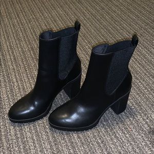 Black faux leather boots